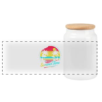 Chill Out - Sommerzeit Retro Sonnenuntergang - Panorama Keksdose mit Holzdeckel - Weiß - Vorne