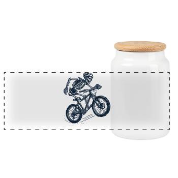 VTT Vélo Rétro Vélo Style Squelette - Boîte à biscuits avec couvercle en bois - blanc - Devant