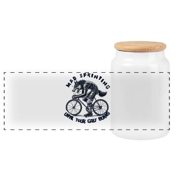 Vélo de sprint fou jusqu’à ce que votre jambe apporte - Boîte à biscuits avec couvercle en bois - blanc - Devant