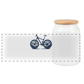 Cycling Adventure Mountains Nature Cycling - Panoramic Cookie Jar with Wooden Lid - white - Front