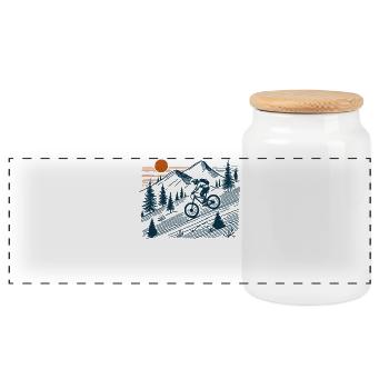 VTT Aventure Vélo Nature Rétro Design - Boîte à biscuits avec couvercle en bois - blanc - Devant