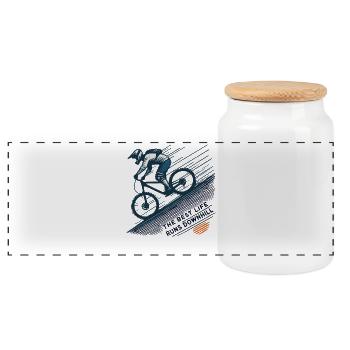 Bicycle Downhill Adventure Retro Style - Panoramic Cookie Jar with Wooden Lid - white - Front