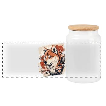 Shiba Inu - Panorama Keksdose mit Holzdeckel - Weiß - Vorne