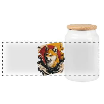 Shiba Inu - Panorama Keksdose mit Holzdeckel - Weiß - Vorne