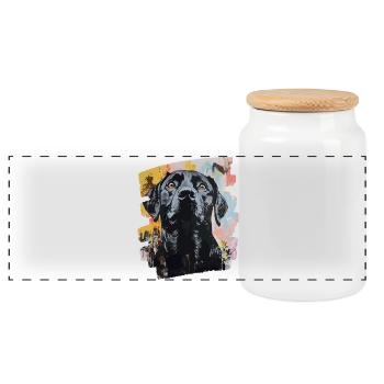Labrador - Boîte à biscuits avec couvercle en bois - blanc - Devant