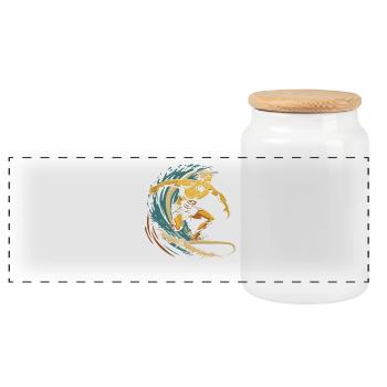 Surfer Graphics - Panoramic Cookie Jar with Wooden Lid - white - Front
