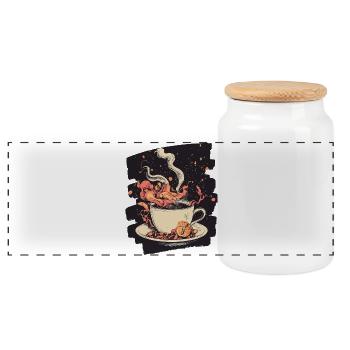 Kaffee Coffee Kaffeeliebhaber - Panorama Keksdose mit Holzdeckel - Weiß - Vorne