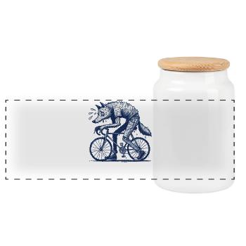 Bicycle Wolf Design Créatif Cyclisme - Boîte à biscuits avec couvercle en bois - blanc - Devant