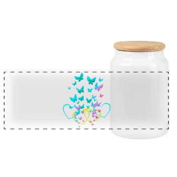 Retro Herz Herzen Schmetterlinge Frühling Valentin - Panorama Keksdose mit Holzdeckel - Weiß - Vorne