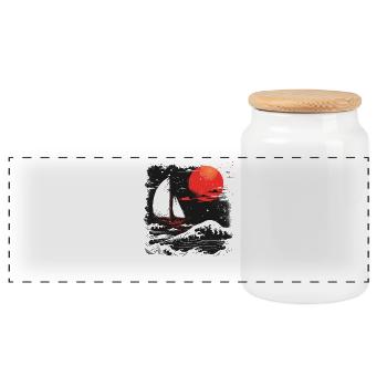 Graphic Sailing - Panoramic Cookie Jar with Wooden Lid - white - Front