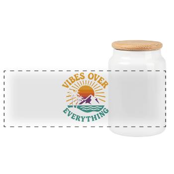 Des vibrations au-dessus de tout - Boîte à biscuits avec couvercle en bois - blanc - Devant