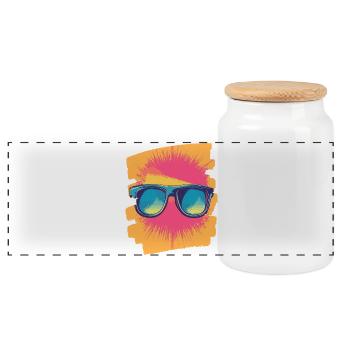 Sonnenbrille Sommer - Panorama Keksdose mit Holzdeckel - Weiß - Vorne