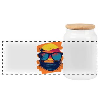 Sonnenbrille Sommer Palmen - Panorama Keksdose mit Holzdeckel - Weiß - Vorne