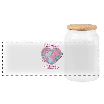 The world is better with you - Panoramic Cookie Jar with Wooden Lid - white - Front