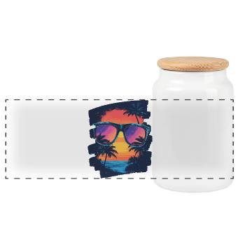 Sunglasses Palm Trees Summer - Panoramic Cookie Jar with Wooden Lid - white - Front