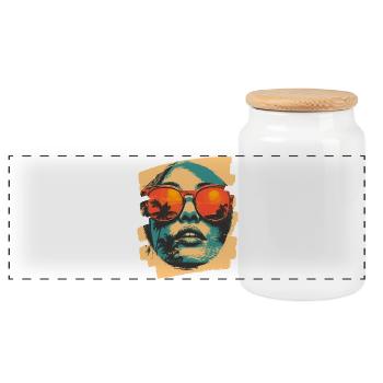 Sonnenbrille Sommer Palmen - Panorama Keksdose mit Holzdeckel - Weiß - Vorne