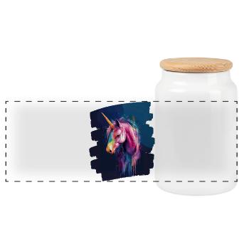 Unicorn - Panoramic Cookie Jar with Wooden Lid - white - Front