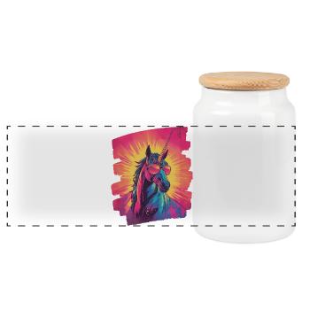 Licorne - Boîte à biscuits avec couvercle en bois - blanc - Devant