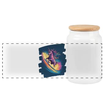 Licorne - Boîte à biscuits avec couvercle en bois - blanc - Devant