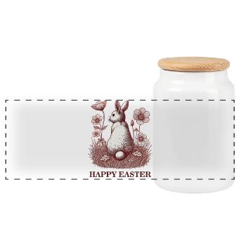 Ostern Hase Blumen Vintage Retro Charme - Panorama Keksdose mit Holzdeckel - Weiß - Vorne