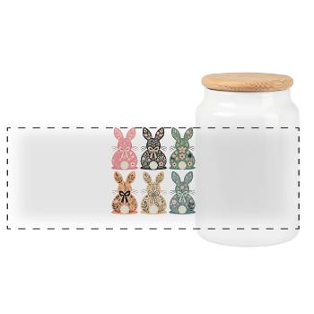 Fleur de Pâques Lapin Style Vintage Rétro - Boîte à biscuits avec couvercle en bois - blanc - Devant