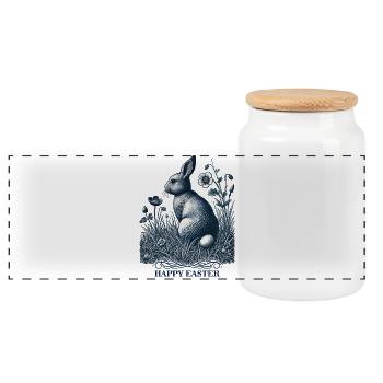 Ostern Hase Retro Vintage Cottagecore Stil - Panorama Keksdose mit Holzdeckel - Weiß - Vorne