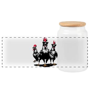 Drôles de poulets avec des lunettes de soleil - Gockel Fun - Boîte à biscuits avec couvercle en bois - blanc - Devant