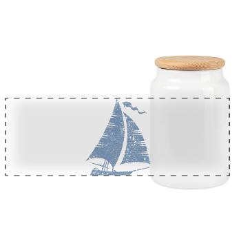 Silhouette de voilier minimaliste grunge - Boîte à biscuits avec couvercle en bois - blanc - Devant