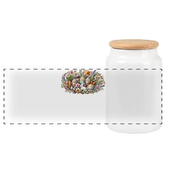 Amateurs de café de Pâques : Lapin de Pâques et défilé de fleurs - Boîte à biscuits avec couvercle en bois - blanc - Devant