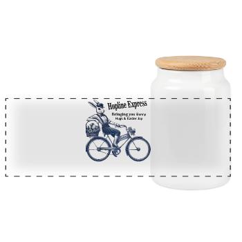 Vélo Lapin Rétro de Pâques Joy Hopline - Boîte à biscuits avec couvercle en bois - blanc - Devant