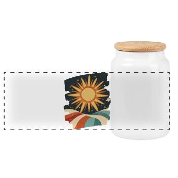 Soleil d’été Coucher de soleil - Boîte à biscuits avec couvercle en bois - blanc - Devant