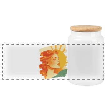 Sommer Sonne Retro - Panorama Keksdose mit Holzdeckel - Weiß - Vorne