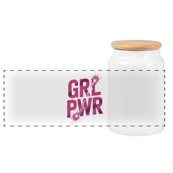 Femmes Pouvoir GRL PWR Fille Patriarcat Féminisme - Boîte à biscuits avec couvercle en bois - blanc - Devant