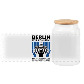 Bielefeld Berlin Finale – Berlin wir kommen! - Panorama Keksdose mit Holzdeckel - Weiß - Vorne
