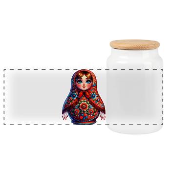 Russian Girl! Matrjoschka Russisch für Russen - Panorama Keksdose mit Holzdeckel - Weiß - Vorne
