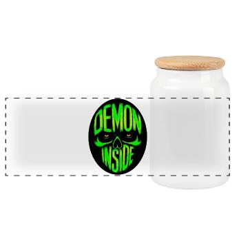 Demon inside - Panoramic Cookie Jar with Wooden Lid - white - Front