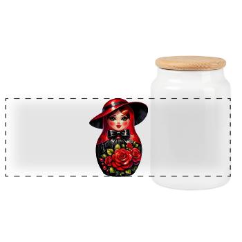 Fille russe ! Matriochka Russe pour Russes - Boîte à biscuits avec couvercle en bois - blanc - Devant