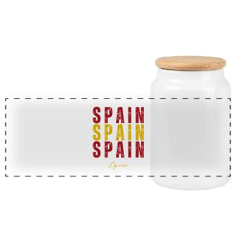 Drapeau de l’Espagne, fierté espagnole - Boîte à biscuits avec couvercle en bois - blanc - Devant
