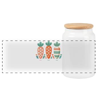 Motif de carotte de Pâques avec motif de carotte mignon - Boîte à biscuits avec couvercle en bois - blanc - Devant