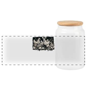 Ostern Hühner Küken Retro Ästhetik - Panorama Keksdose mit Holzdeckel - Weiß - Vorne