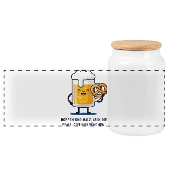Beer Festival - Panoramic Cookie Jar with Wooden Lid - white - Front
