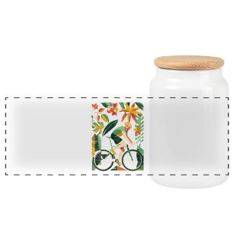 Look de bande dessinée cycliste - Boîte à biscuits avec couvercle en bois - blanc - Devant