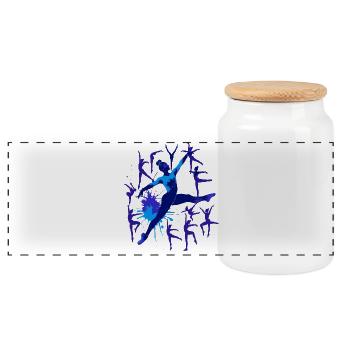 Dancing Ballet4 - Panoramic Cookie Jar with Wooden Lid - white - Front