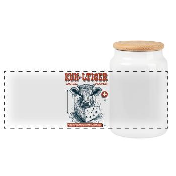 Kuh & Käse Shirt: Schweizer Ländlerfreude pur - Panorama Keksdose mit Holzdeckel - Weiß - Vorne