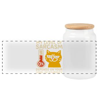 Sassy Cat Sarcasme T-shirt graphique - Boîte à biscuits avec couvercle en bois - blanc - Devant