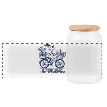 Easter Couriers Bunny Retro Delivery Crew - Panoramic Cookie Jar with Wooden Lid - white - Front
