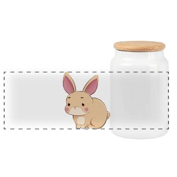 Hare - Panoramic Cookie Jar with Wooden Lid - white - Front