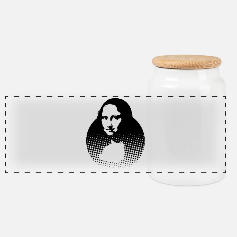 Mona Lisa, Leonardo da Vinci - Panorama Keksdose mit Holzdeckel - Weiß