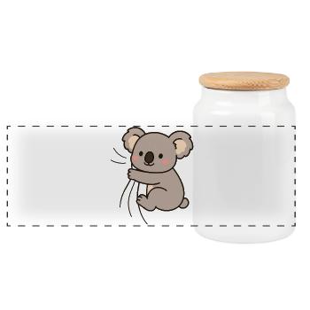Dear little koala - Panoramic Cookie Jar with Wooden Lid - white - Front