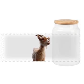 Ziege Hausziege Steinbock Ziegenbock Süße Ziegen - Panorama Keksdose mit Holzdeckel - Weiß - Vorne